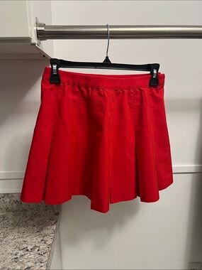 Classic Red Pleated Skater Skirt - Women's